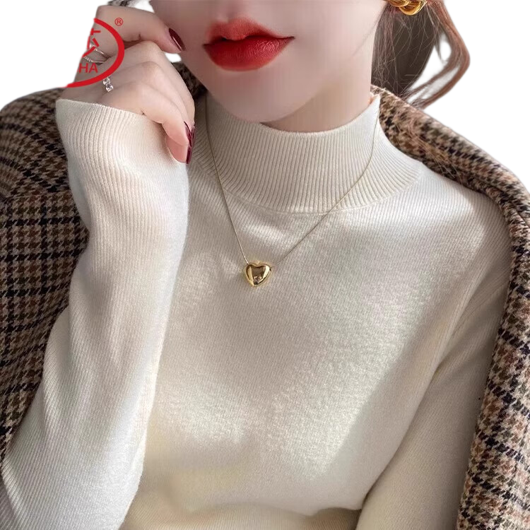 LangSha Knitted Base Layer for Women, Fall/Winter 2025 New Half Turtleneck Thickened Chanel-Style Inner Sweater, Warm Base Layer Top