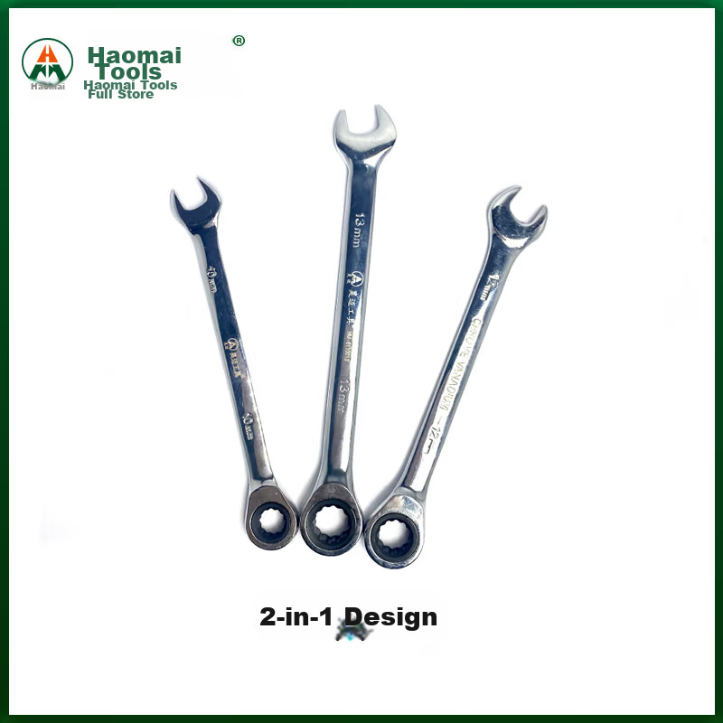 Haomai Ratchet Open-End and Box Wrench 7-Piece Set Household Auto Repair Wrenches (8-19mm) HM-6119907 6