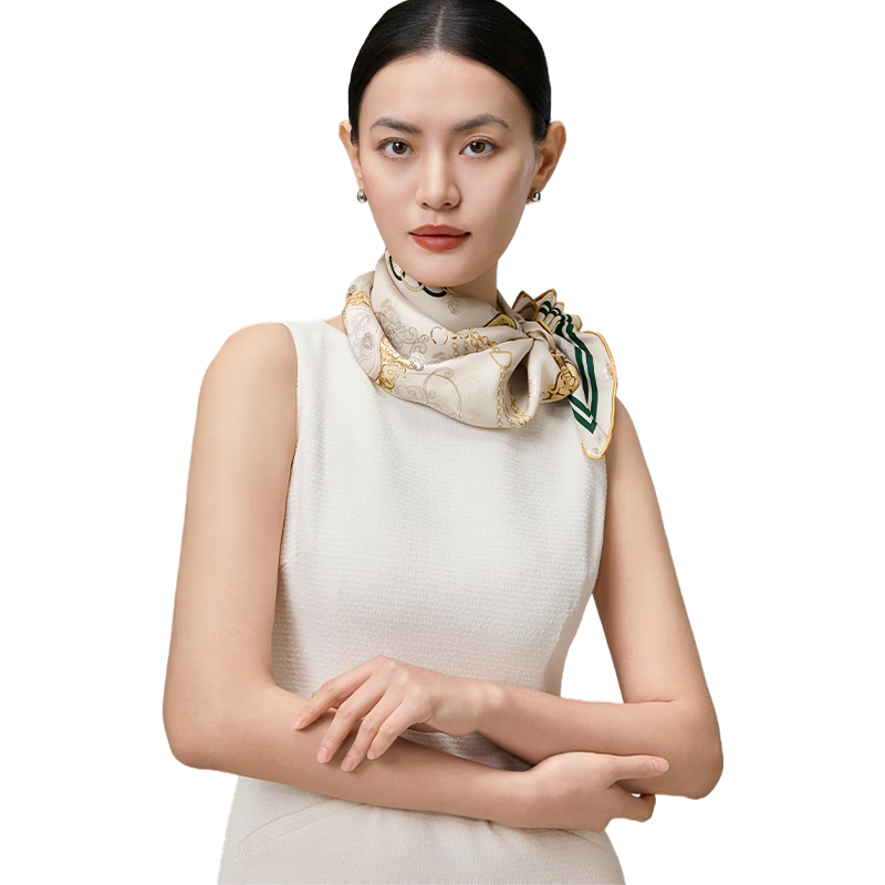 Shanghai Story 100% Mulberry Silk Printed Square Scarf Elegant Skin-Friendly Women's Silk Scarf Gift for Mom and Girlfriend with Gift Box