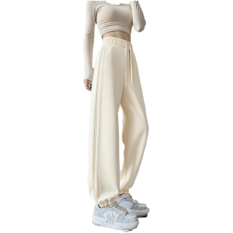 Baleno Black Women's Sports Pants Autumn Winter 2025 New Fleece Lined Petite Loose Casual Wide Leg Jogger Sweatpants