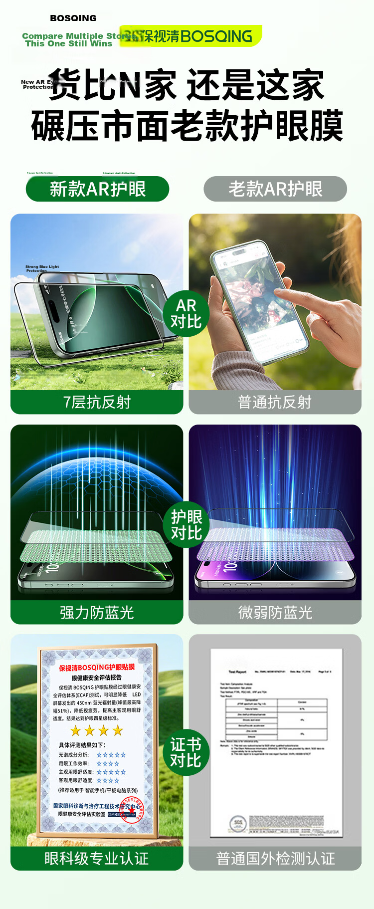 Baoshijing Third Generation AR Eye Protection Blue Light Anti-Reflection Tempered Glass Screen Protector for iPhone 17 Pro Max with Anti-Fingerprint and Dust-Free Installation 4