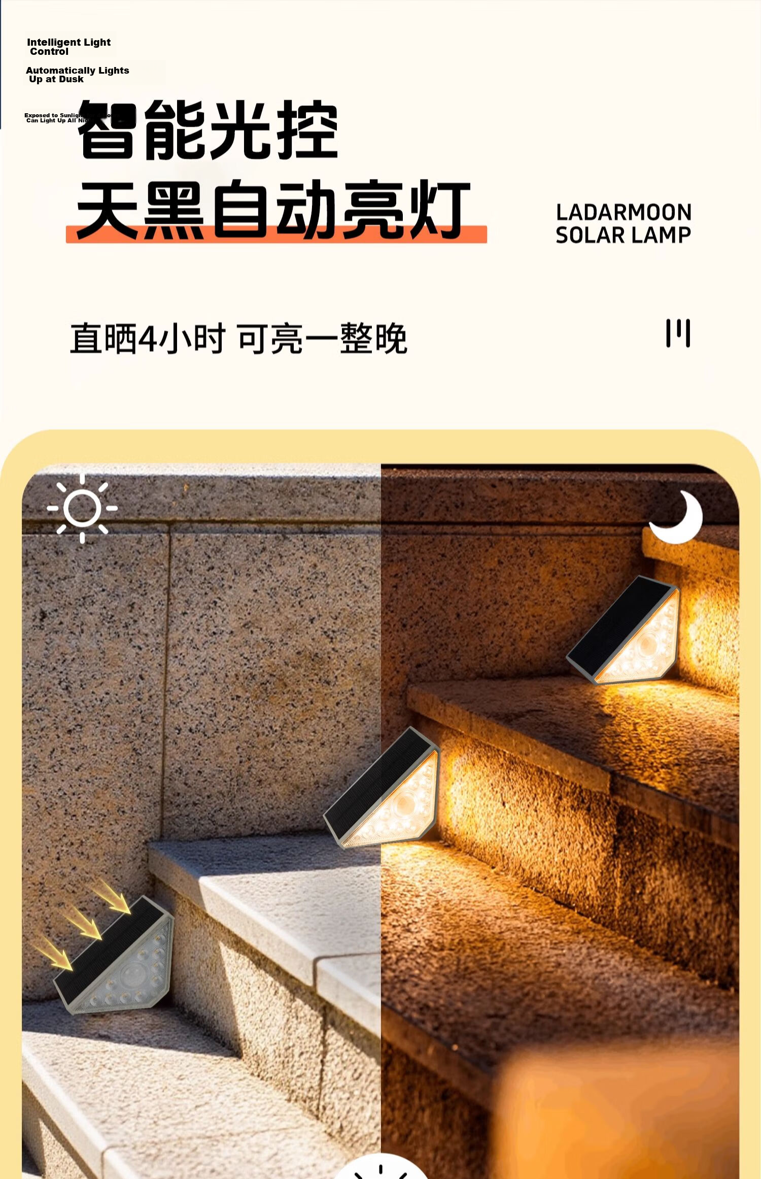 Datouren Solar Outdoor Waterproof Garden Villa Home Decorative Atmosphere Sensor Stair Step Light 8