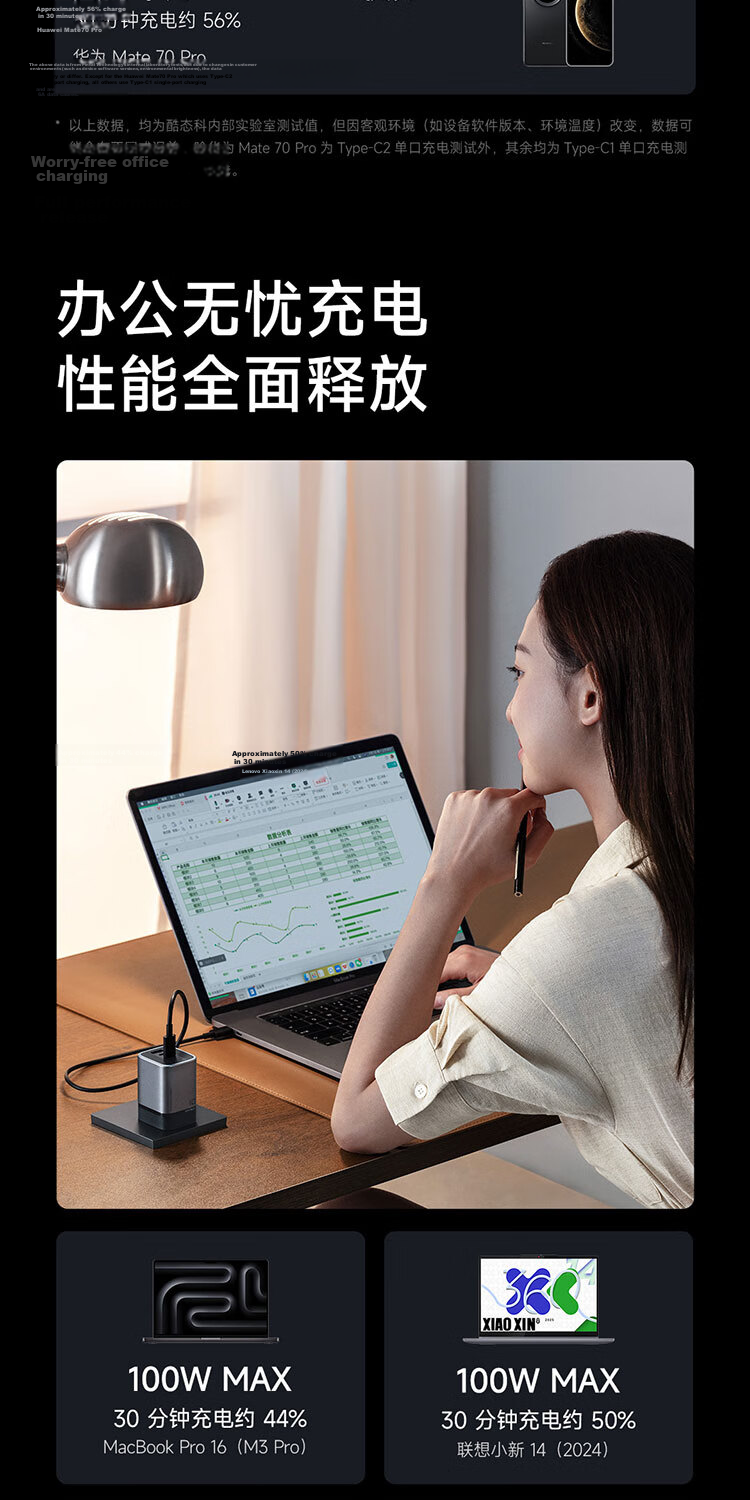 CUKTECH CoolState No.10 Super Power Mini GaN Charger 120W/100W Fast Charging Set for Apple 17, Xiaomi, Huawei Phones/Laptops 12