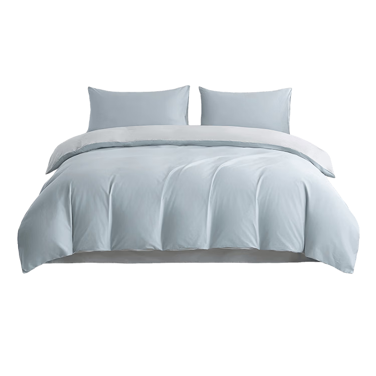 JD Original 100% Pure Cotton Four-Piece Bedding Set, All-Cotton Bedsheet And Duvet Cover, Antibacterial Bedding Set for 220*240cm 1.8/2.0 Meter Bed, Sky Blue