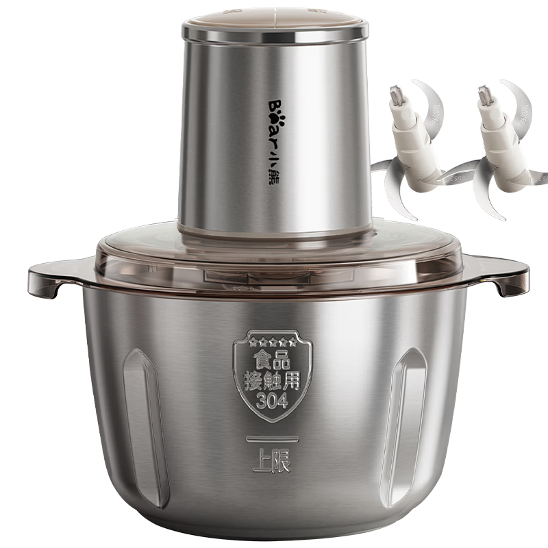 Bear Electric Meat Grinder Household Small Stainless Steel Mince Machine Garlic Crusher Meat Mincer 2026 New Model QSJ-L03K3