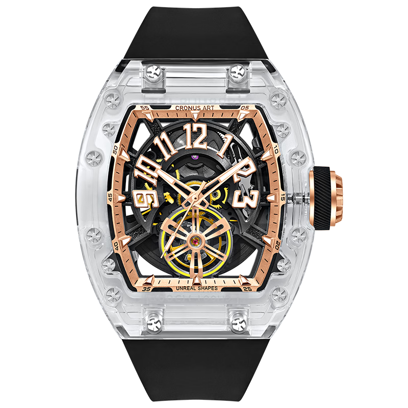 CRONUSART Kluos Crystal Mechanical Men's Watch Skeleton Automatic Luminous Wristwatch Gift