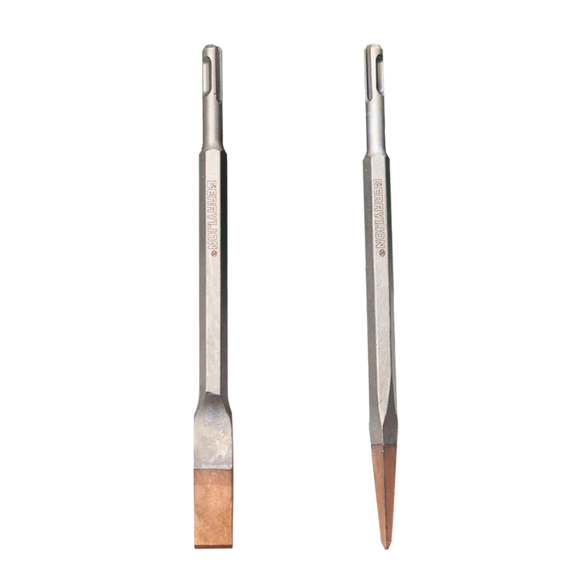 BERRYLION 14mm Pointed Chisel Flat Chisel Drill Bit Set Round Shank Electric Hammer Impact Drill Chisel Groove Drill Flat Shovel Electric Pick Shovel Head