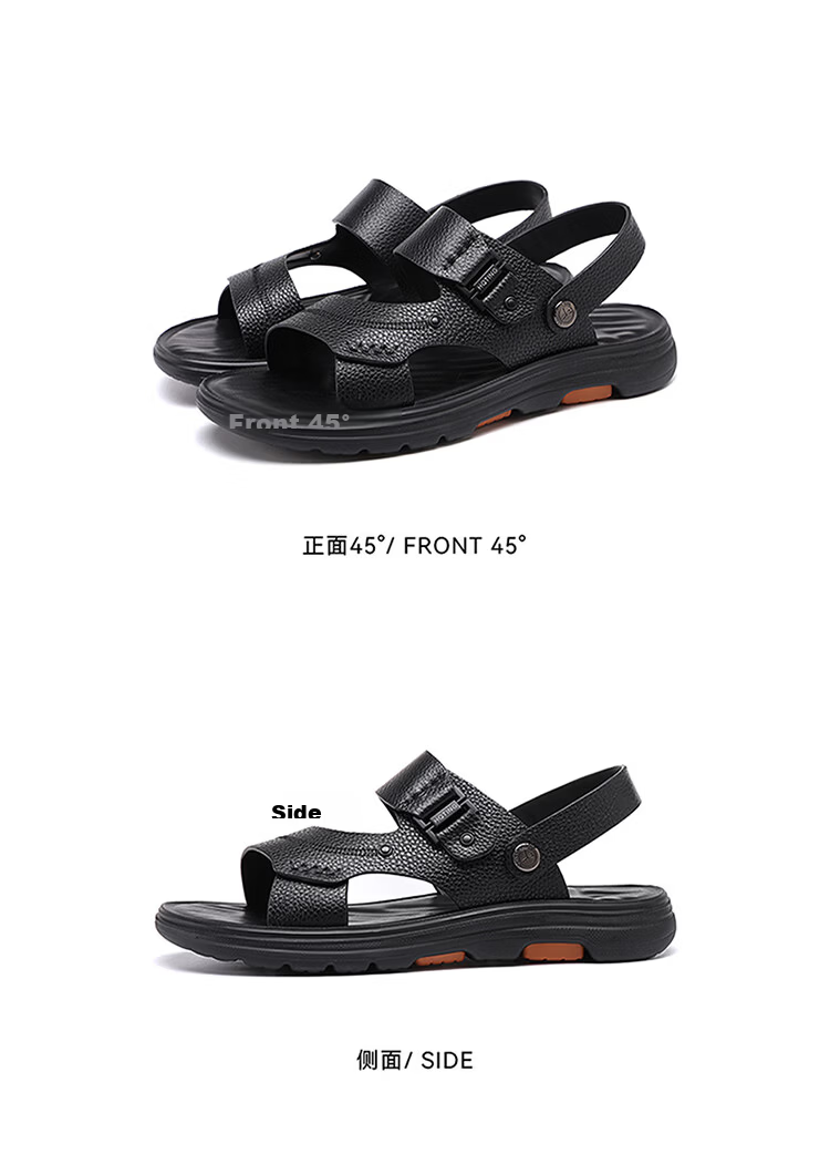 Red Dragonfly Men's Leather Thick Sole Sandals Dual Wear Soft Sole Non-Slip Driving Commuting Beach Shoes WTT261181 Black Size 41 13