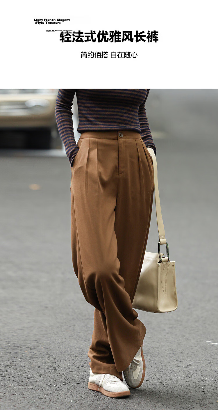 MT Relaxed Home Pants Autumn Japanese Style Commuter Pleated Wide-Leg Loose Fit Women's Casual Trousers 3