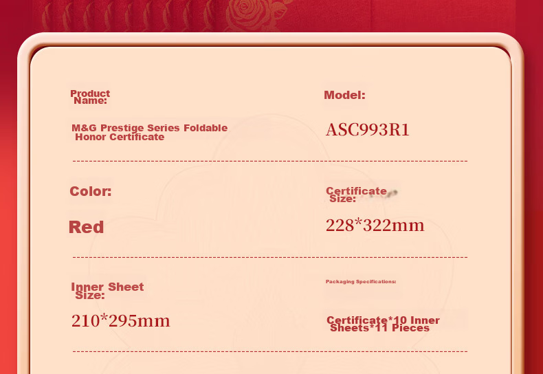 M&G Office Meeting Award Velvet Honor Certificate (Without Inner Pages) 16K ASC99309 1 Pack 15