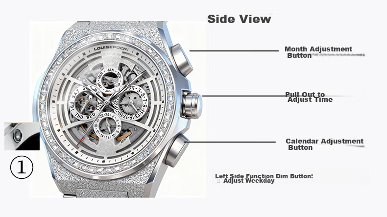 LOUISEPOCH Men's Mechanical Watch Automatic Luminous Waterproof Gold Men's Watch Student New Year Gift for Husband 5