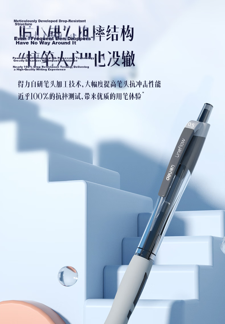Deli Smooth Gel Ink Pen 0.5mm Bullet Tip Retractable Ballpoint Pen Office Supplies Black 12pcs/Box S08 Exam Use 10