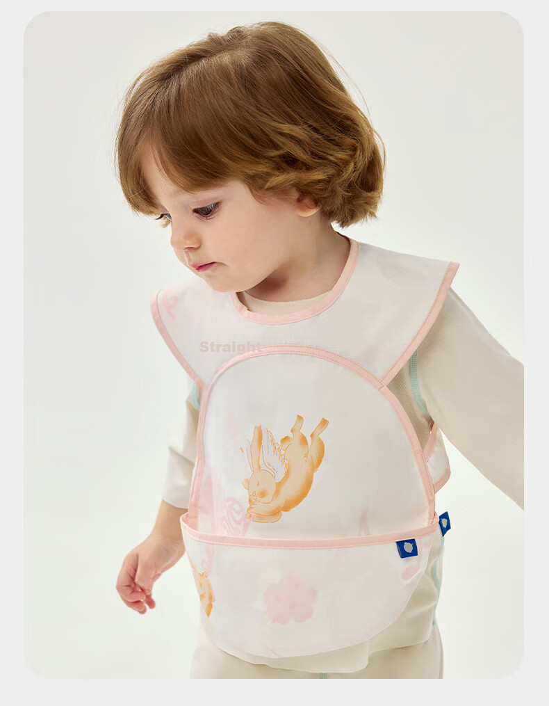 Babycare Baby Feeding Bib Toddler Smock Infant Anti-Dirt Apron with Back Cover Food Supplement Round Note Pattern Size 100 45