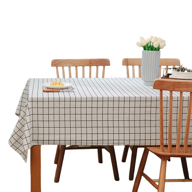 AVIVI Tablecloth, Simple Cotton And Linen Fabric, Waterproof Dining Table Cloth, Coffee Table Cover, Desk Mat, Dustproof Table Cover, 140*180 Square Patter