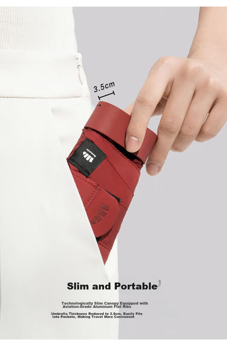 Beneunder UV Protection Sun Umbrella Rain Umbrella Five-Fold Black Coated Card Sunscreen Umbrella Flat Umbrella BM666 Flame Orange 4