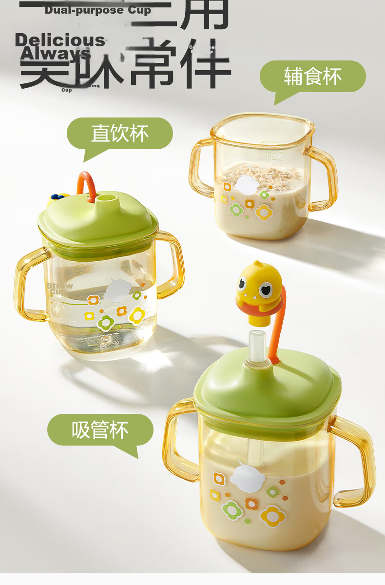 Babycare Children's Milk Cup for Ages 1-3 And Above, Water And Milk Bottle with PPSU Material, Graduated Scale, Direct Drinking Straw - Full Cup 330ml 4