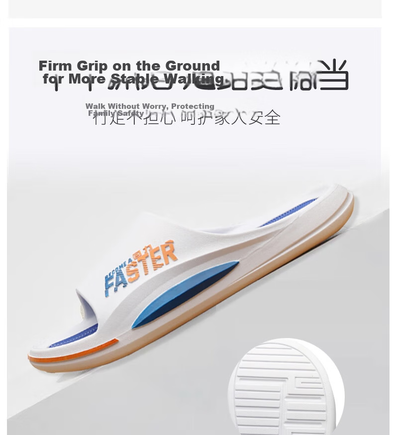 Huili Men's Sports Slippers, Bathroom Indoor Outdoor Shock-Absorbing Non-Slip Thick-Soled Sandals, HL39651 White And Blue, Size 46-47 11