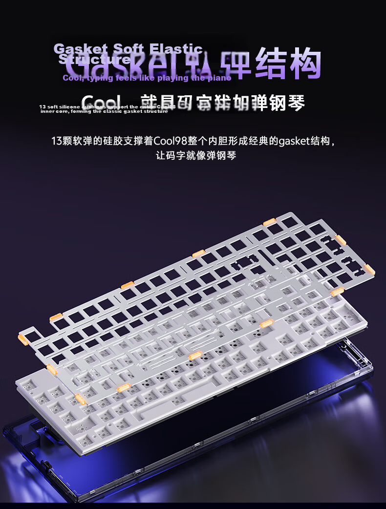 DAREU COOL98 Wireless Tri-Mode Mechanical Gaming Keyboard Custom 98-Key Layout 8000mAh Gasket Structure SOCD Black Red-Peach C Latte Switch 6