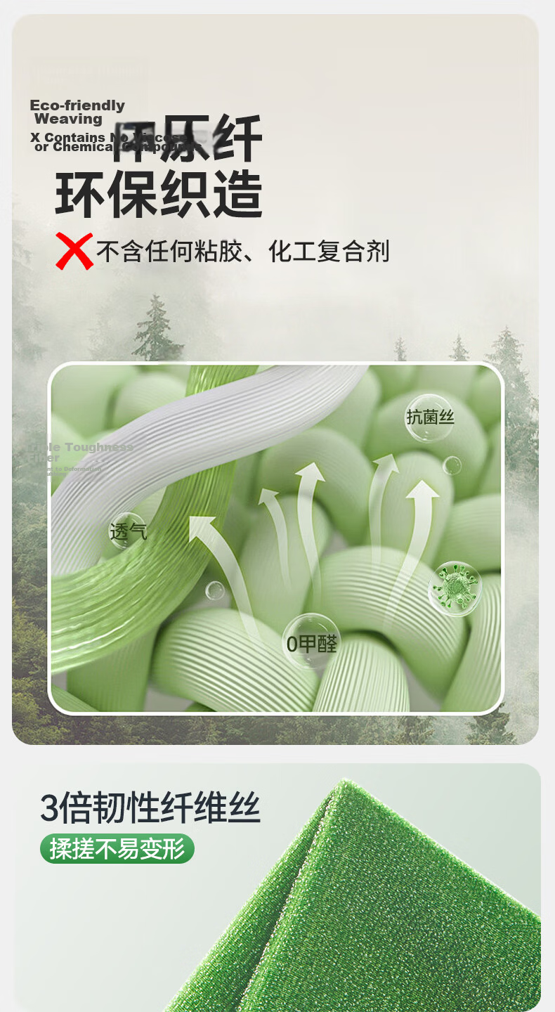 Xijie Natural Wood Pulp Dishwashing Sponge 4-Pack Kitchen Heavy-Duty Scrub Pads for Dish and Pot Cleaning 3