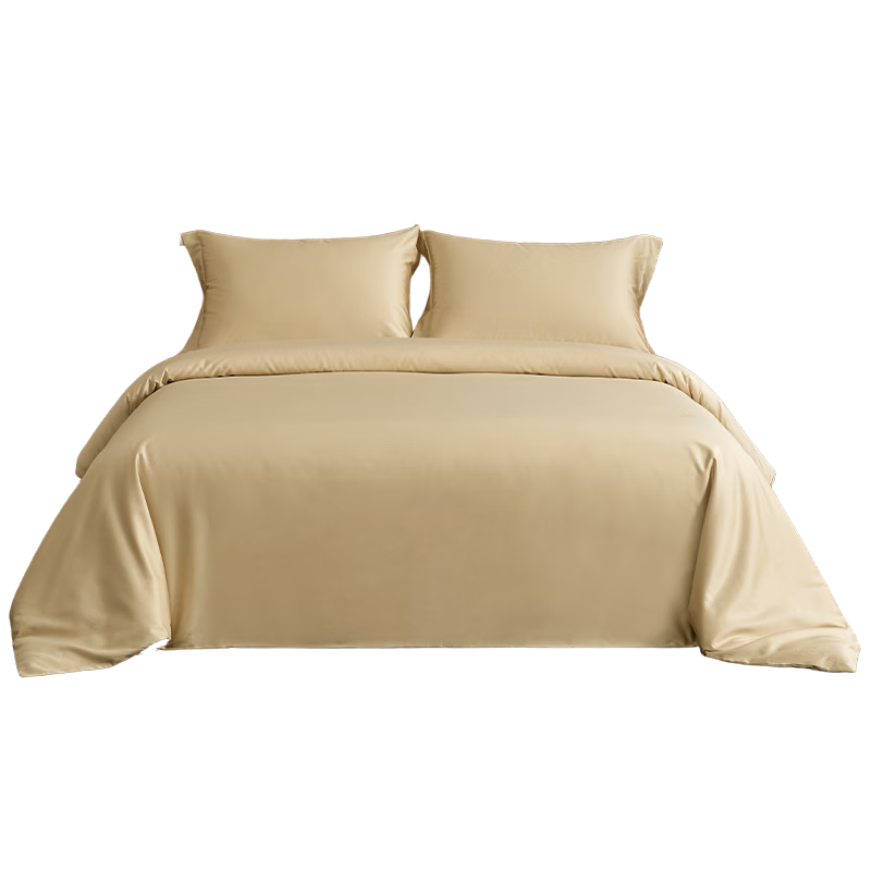MIDO HOUSE Bedding Set of Four Pieces, 100 Thread Count Cotton, All-Season Use, Class A, Suitable for Bare Sleeping, Pure Cotton Bed Sheet Style Duvet Cover, 200*230 Cm, Honey Apricot Color