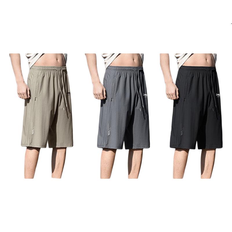 JEEP SPIRIT Men's Casual Summer Quick-Dry Outdoor Workwear Breathable Skin-Friendly Six-Point Shorts