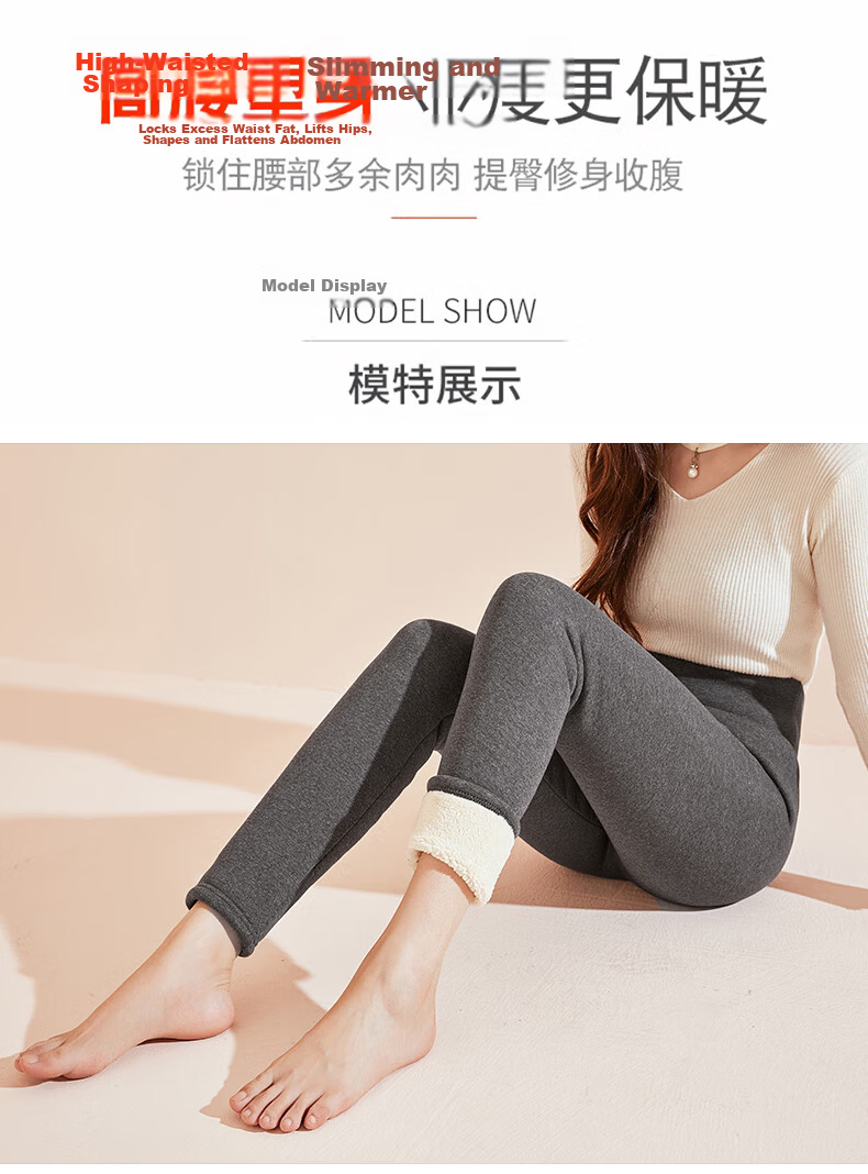 LangSha Women's Thick Fleece Lined Leggings Autumn Winter Outerwear Black High Waist Slim Fit Plus Size Pants 11