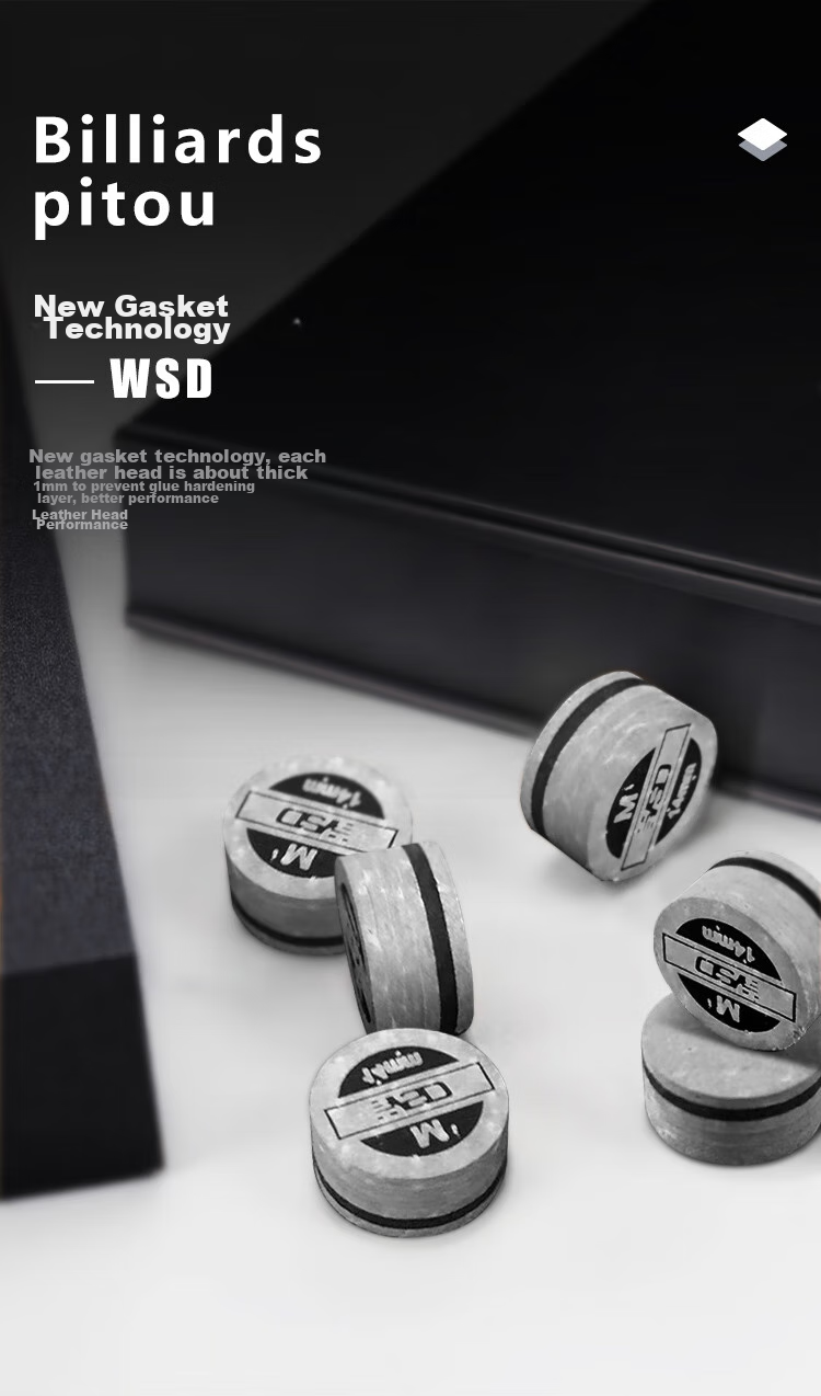WEISHIDUN Pool Cue Tip, Black Eight And Nine Ball Single Color Pad Six-Layer, 14MM Hardness M, Two-Piece Set 6