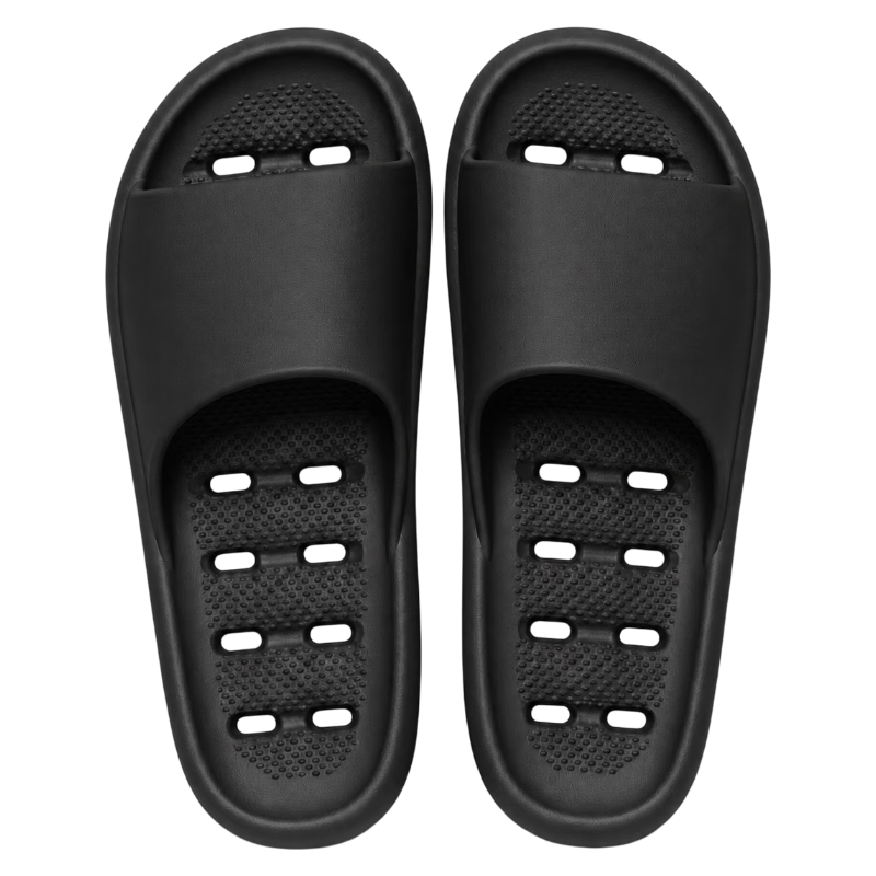 MEXICAN Water-Draining Slippers, Men's EVA Bathroom Shower Hollow-Out Home Quick-Drying Breathable Non-Slip Couple Women Sandals, Black 42-43