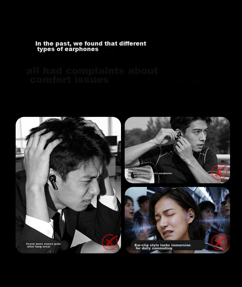 Jinyun [2026 Latest Model | Berlin Sound] Bluetooth Ear Clip Semi-In-Ear Dual Earphones 2-in-1 Ultra-Long Battery Life Comfortable for Long Wear AI Translation A30 3