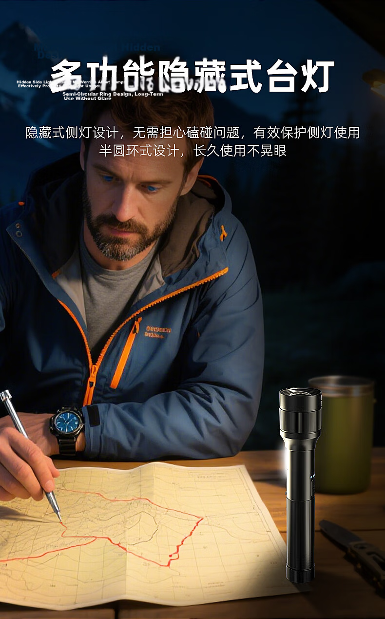 WARSUN WD300 High-Power Flashlight Zoomable Long-Range Laser Super Bright Rechargeable Portable Outdoor Emergency Lighting 12