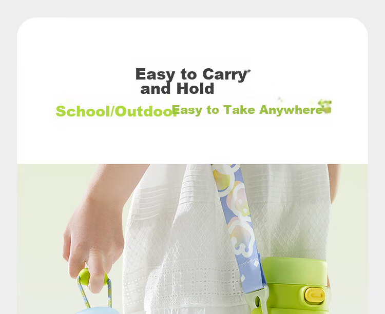Babycare Children's Water Bottle Summer Straw Cup Training Cup Portable Outdoor Sports Direct Drinking Kindergarten School Water Bottle - Yellow 21