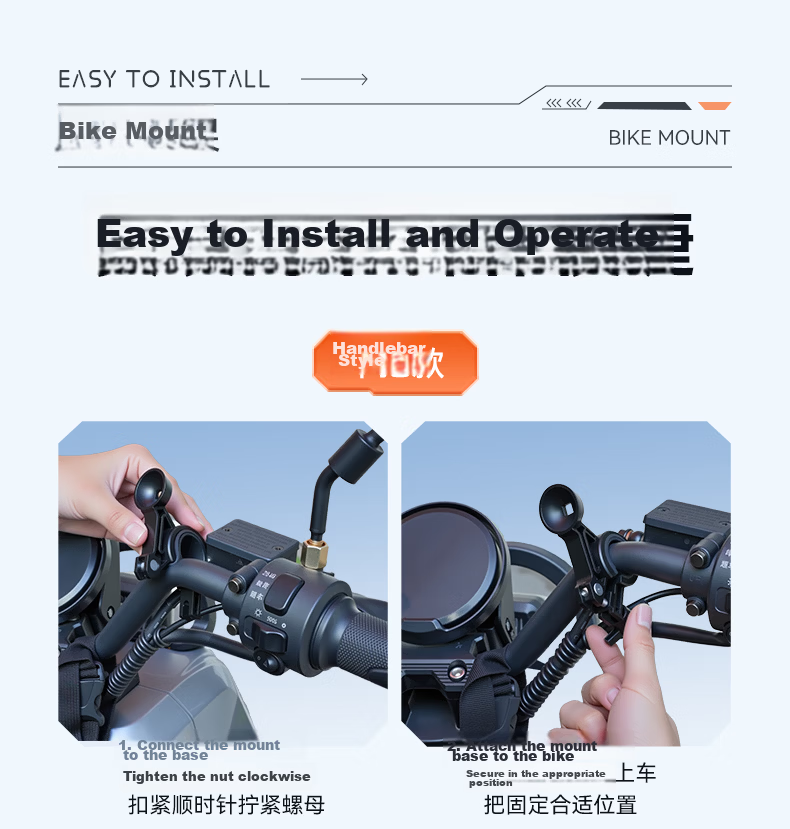 HUIDUODUO Electric Bike Phone Holder Rearview Mirror Anti-Shake Shockproof for Electric Scooter Motorcycle Bicycle Delivery Riders 23