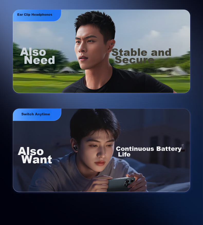 Jinyun [2026 Latest Model | Berlin Sound] Bluetooth Ear Clip Semi-In-Ear Dual Earphones 2-in-1 Ultra-Long Battery Life Comfortable for Long Wear AI Translation A30 8