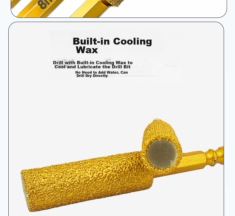 Fuxing Integrated Drilling and Grinding Drill Bit Hex Shank Tile Glass Stone Hole Opener Set [6+6+8+8] 4 Pieces 9