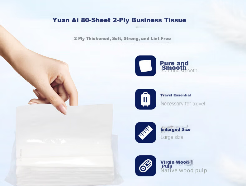 Yuanai Commercial Facial Tissue 2-Ply 40 Sheets * 240 Packs Napkins for Restaurant Hotel Business Use Boxed Facial Tissues 2
