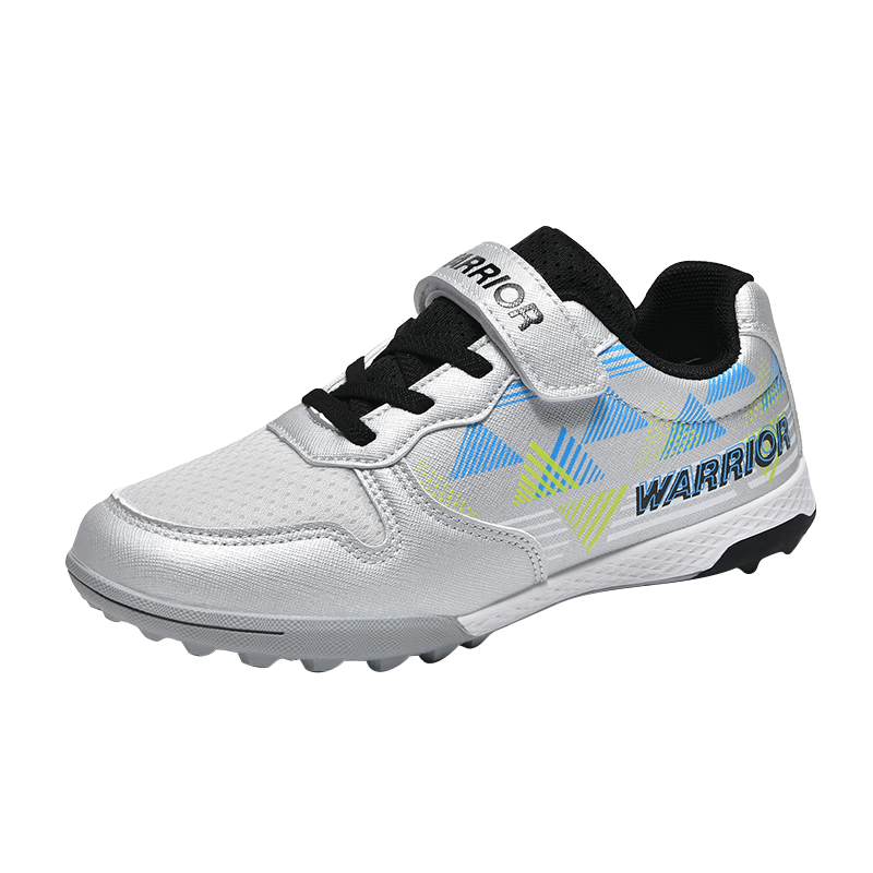 Warrior Children's Soccer Shoes Breathable Mesh TF Turf Training Shoes Unisex Kids 791 Gray Size 29