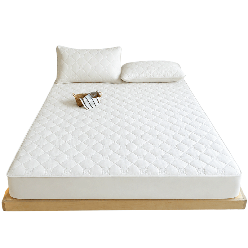 Grace Waterproof Quilted Mattress Protector 7A Antibacterial Full Coverage Fitted Sheet 1.5m Ivory