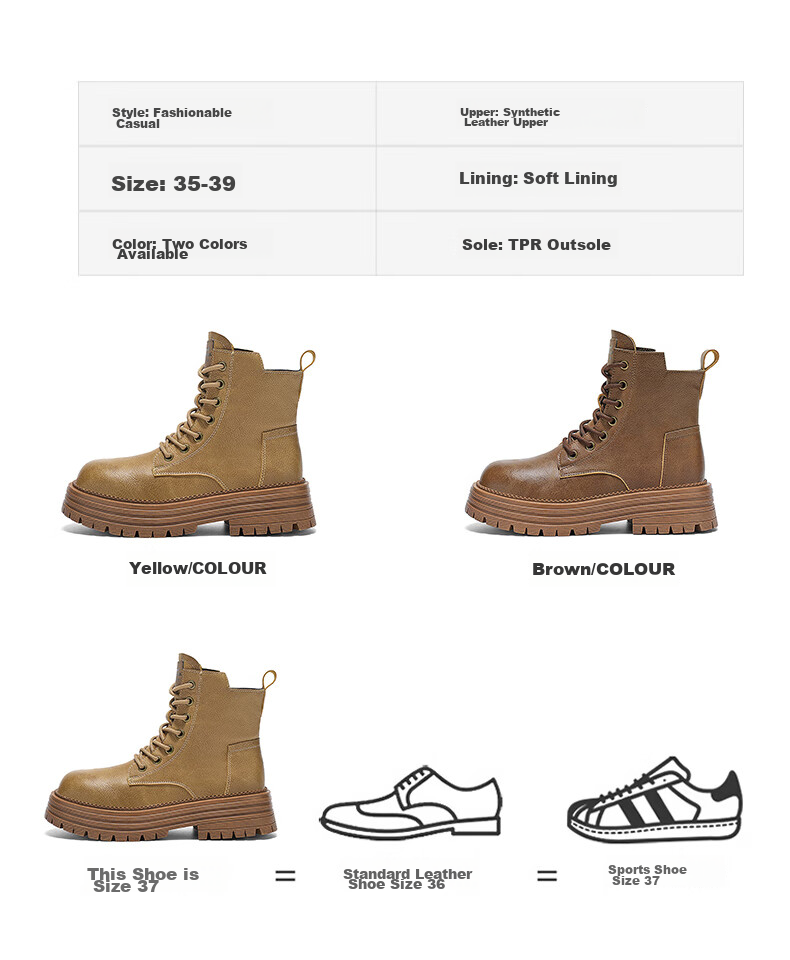 Bull Family Martin Boots Women Autumn Winter New British Style Thick Sole Height Increasing Ladies Work Shoes Outdoor Hiking Shoes 6