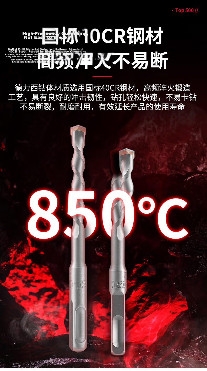 DELIXI ELECTRIC DLX-C8 Flat Impact Electric Hammer Drill Bit Tungsten Steel Alloy Concrete Wall Penetration 20×250 9