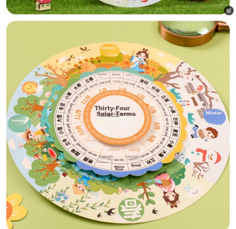 Yupinfengmao Xiaoshu 24 Solar Terms Rotating Handmade DIY Traditional Chinese Culture Intangible Heritage Children's Craft Kit Kindergarten Dashu 11