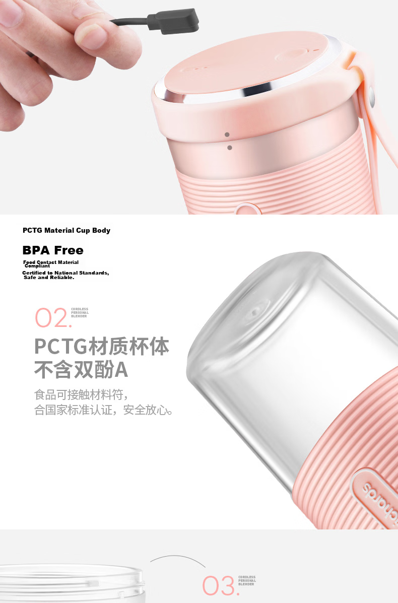 Morphyrichards Juicer Portable Juicing Cup Magnetic Charging Large Capacity Battery Mini Wireless Blender MR9600 Pink 13