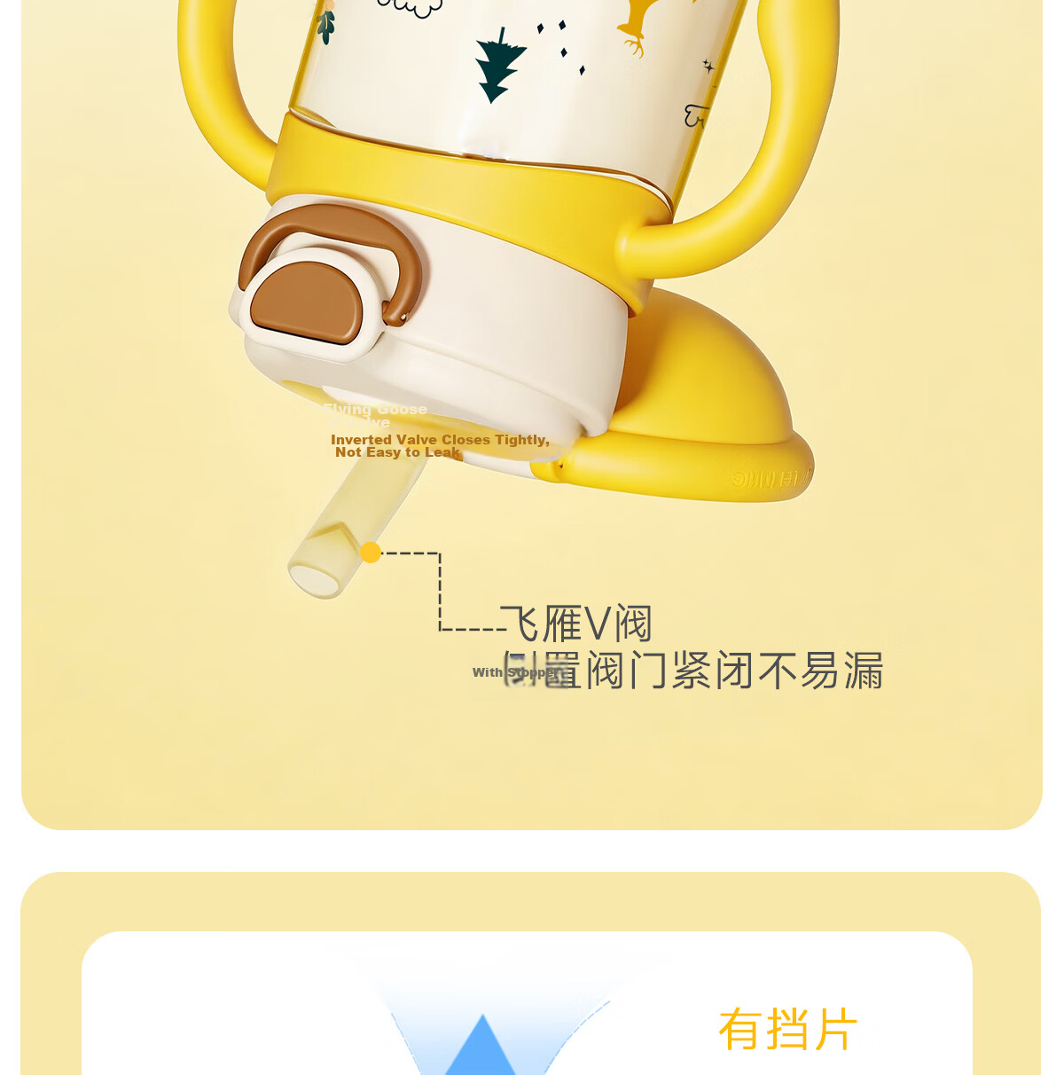 NEVS Baby Straw Cup Infant Training Cup for 6+ Months Children PPSU Water Bottle with Handle 350ml - Mongge Yellow 13