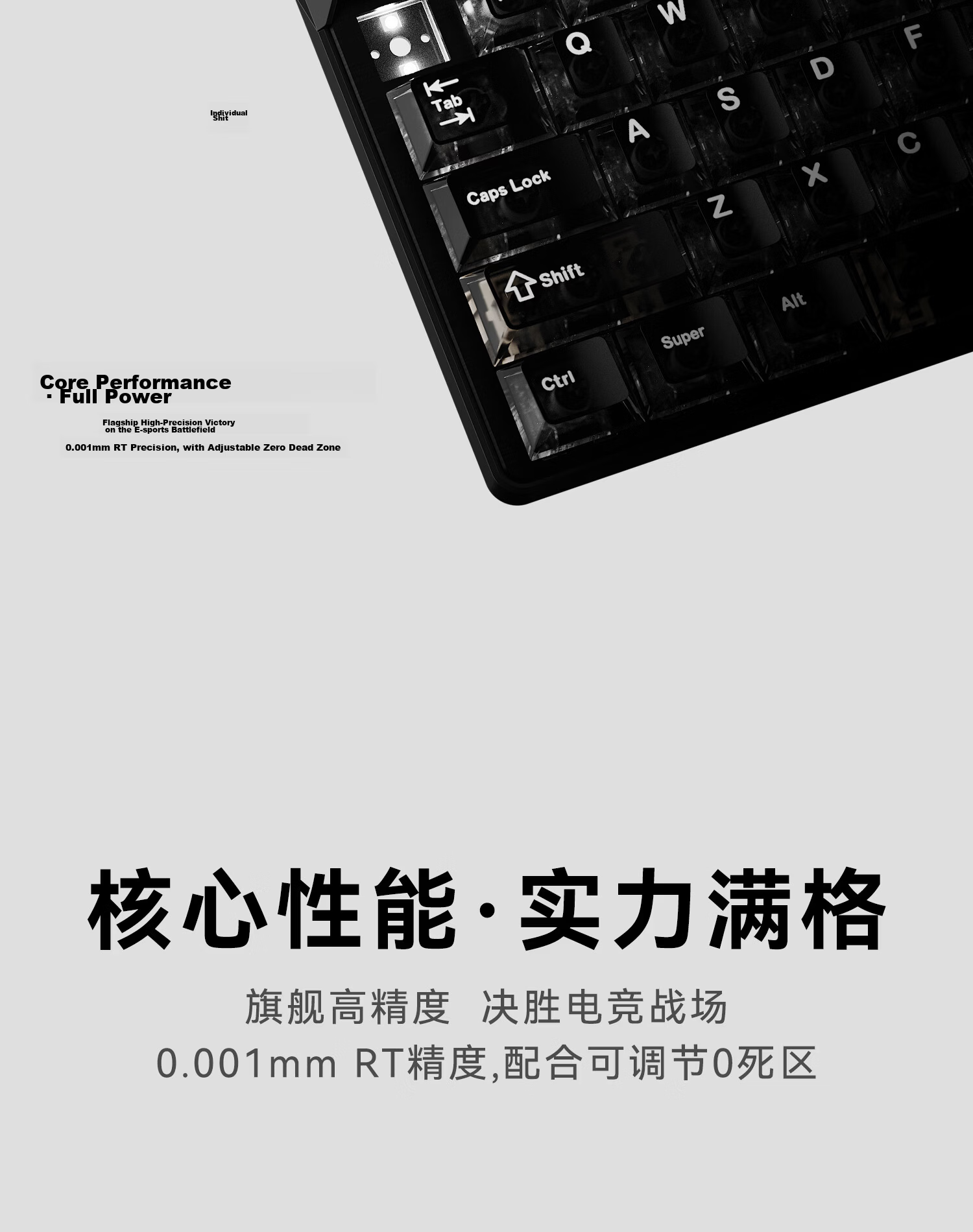 Meijiashi TITAN 68 Turbo Gaming Mechanical Keyboard, Wired Connection, Customizable RT Mode, for E-Sports Gaming And Office Use, 68 Keys, Obsidian Black, Dual-Light Snow White Switches 6