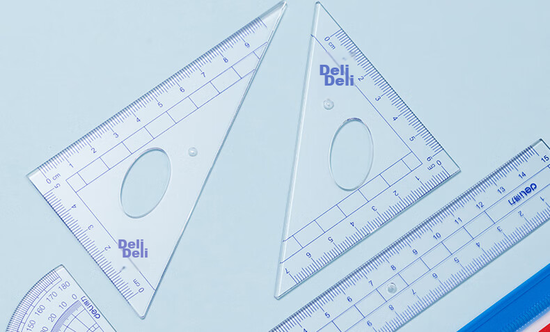 Deli Three-In Ruler Set, 4-Piece Drawing And Drafting Kit, for Postgraduate Entrance Exam, College Entrance Exam, Blessing Gift, High School Graduation Exam, Straight Ruler, Triangle Ruler, Protractor 13