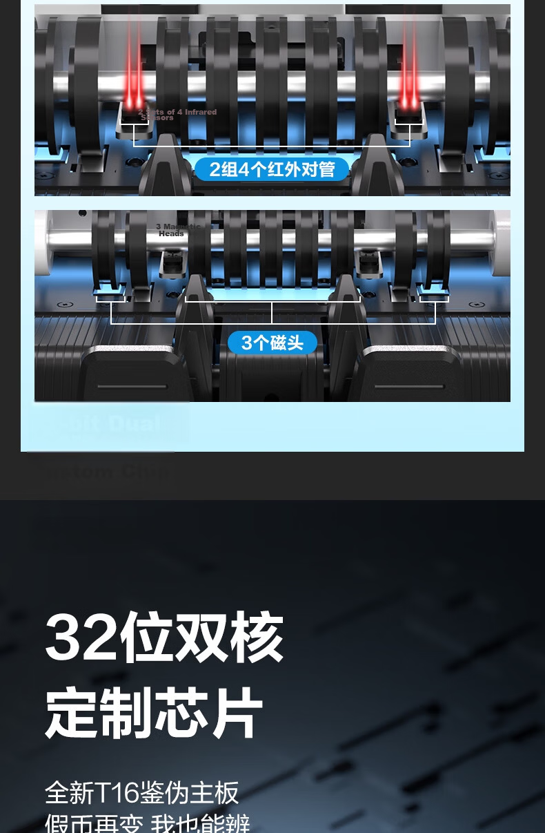 Deli Portable Banknote Counter and Detector Machine with Dual Screens, Supports New RMB, Commercial and Home Use 4