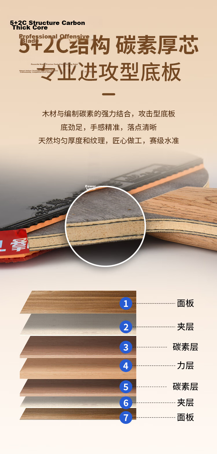 DHS Gold Medal Ma Long 03 Table Tennis Racket Training Competition Professional Star Table Tennis Paddle (Shakehand) 5