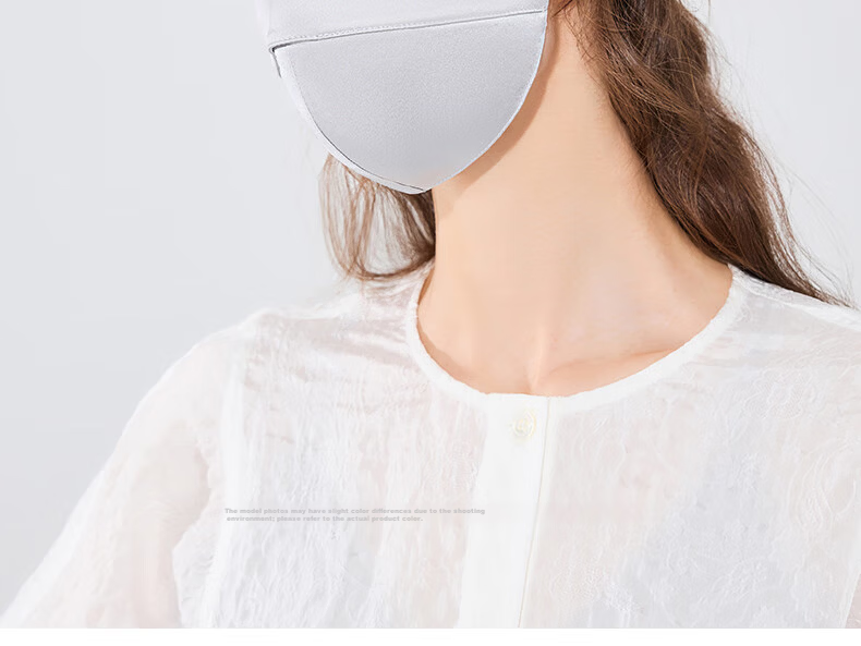 FANCET 100% Mulberry Silk Skin-Enhancing Face Mask for Women Summer UV Protection 3D Eye-Corner Silk Face Cover 15