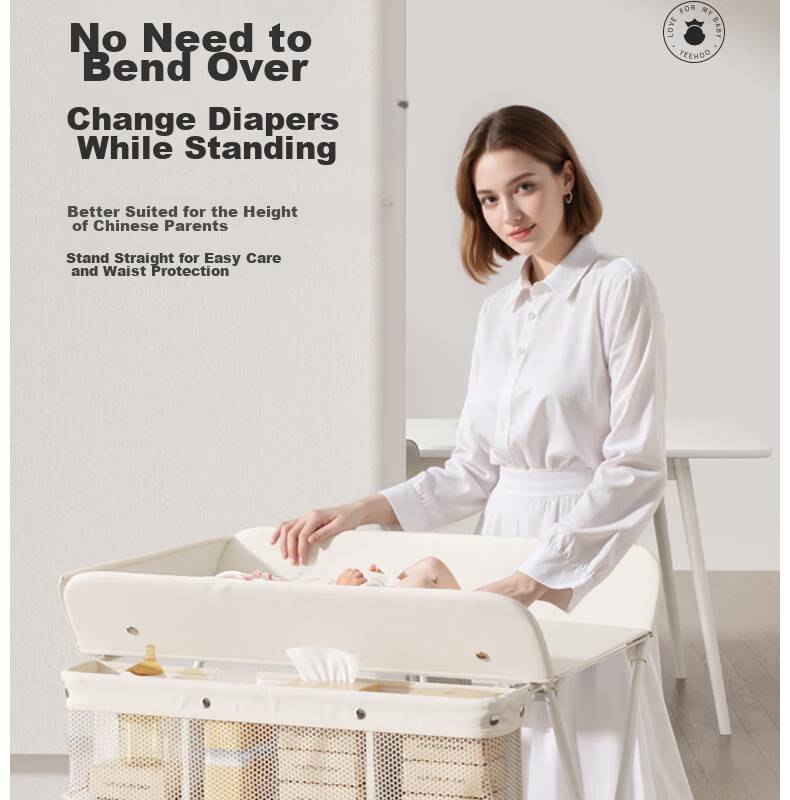 YEEHOO Diaper Changing Table Newborn Baby Care Station Baby Changing and Massage Bed Touch Bath Foldable Mobile 7