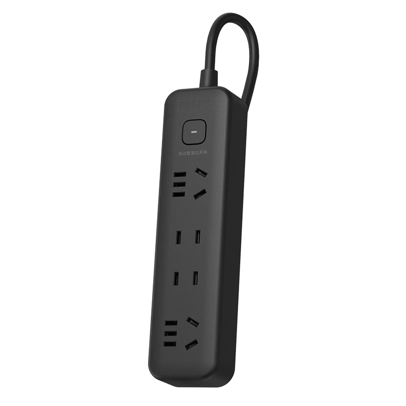 PHILIPS Surge Protector Power Strip 4 Outlets with Master Control 1m High Power Protection Extension Cord