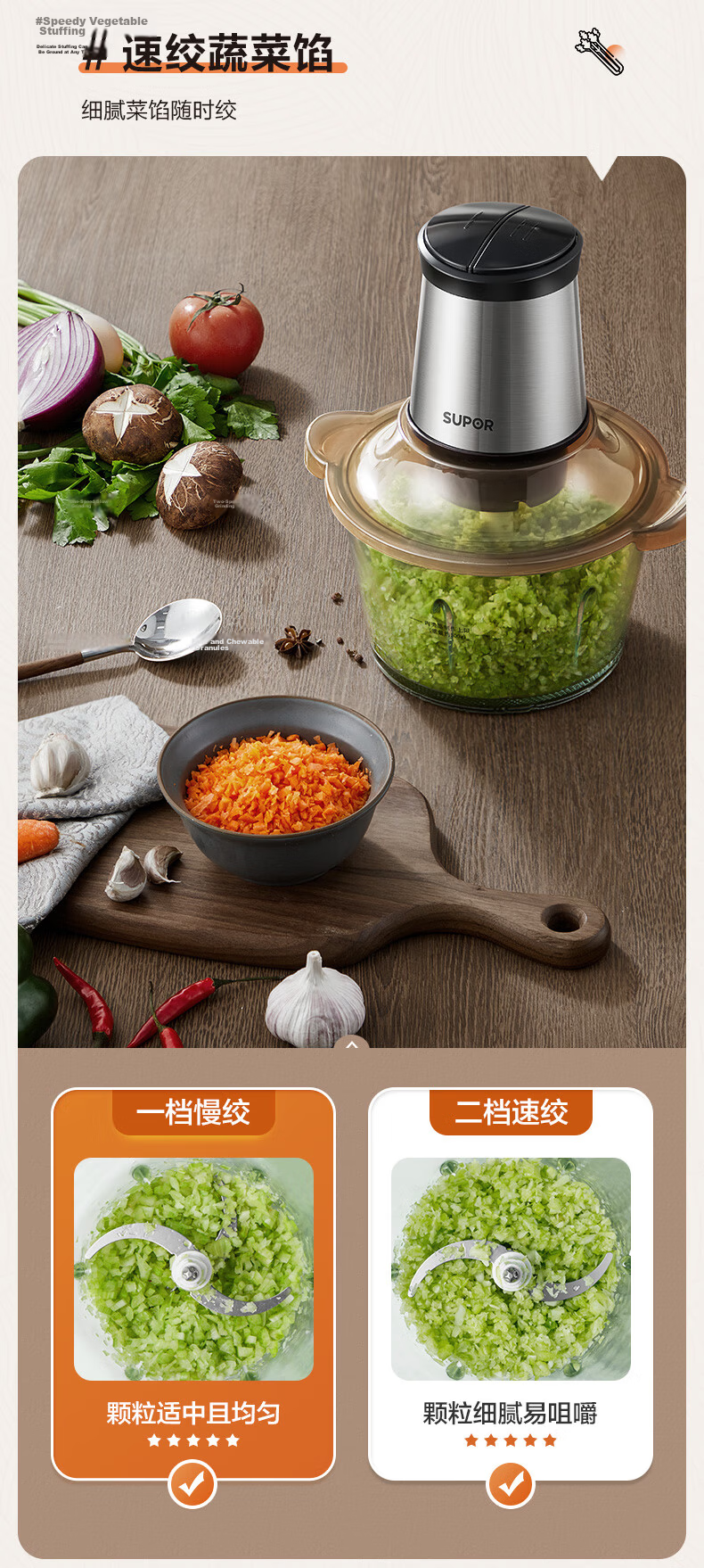 SUPOR Electric Meat Grinder Large Capacity Multi-Function Food Processor Meat Mincer Vegetable Chopper JR05-300 8